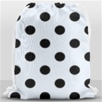 Polka Dots - Black on Pastel Blue Drawstring Bag (Large)
