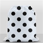 Polka Dots - Black on Pastel Blue Drawstring Bag (Small)