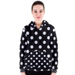 Polka Dots - Pastel Blue on Black Women s Zipper Hoodie