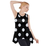 Polka Dots - Pastel Blue on Black Side Drop Tank Tunic