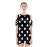 Polka Dots - Pastel Blue on Black Women s Cutout Shoulder Dress