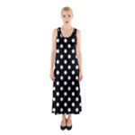 Polka Dots - Pastel Blue on Black Full Print Maxi Dress