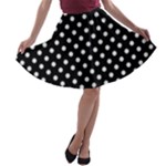 Polka Dots - Pastel Blue on Black A-line Skater Skirt