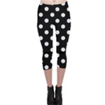 Polka Dots - Pastel Blue on Black Capri Leggings