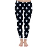 Polka Dots - Pastel Blue on Black Winter Leggings