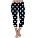 Polka Dots - Pastel Blue on Black Capri Winter Leggings