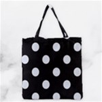 Polka Dots - Pastel Blue on Black Grocery Tote Bag