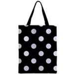 Polka Dots - Pastel Blue on Black Zipper Classic Tote Bag