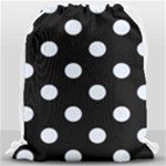 Polka Dots - Pastel Blue on Black Drawstring Bag (Large)