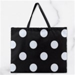 Polka Dots - Pastel Blue on Black Zipper Large Tote Bag