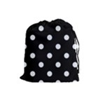 Polka Dots - Pastel Blue on Black Drawstring Pouch (L)