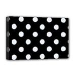 Polka Dots - Pastel Blue on Black Deluxe Canvas 18  x 12  (Stretched)