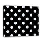 Polka Dots - Pastel Blue on Black Deluxe Canvas 24  x 20  (Stretched)