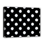 Polka Dots - Pastel Blue on Black Canvas 14  x 11  (Stretched)