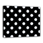 Polka Dots - Pastel Blue on Black Canvas 20  x 16  (Stretched)
