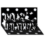 Polka Dots - Pastel Blue on Black Happy Birthday 3D Greeting Card (8x4)