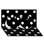 Polka Dots - Pastel Blue on Black Twin Hearts 3D Greeting Card (8x4)