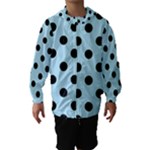 Polka Dots - Black on Light Blue Hooded Wind Breaker (Kids)