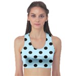 Polka Dots - Black on Light Blue Women s Sports Bra