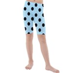 Polka Dots - Black on Light Blue Kid s Mid Length Swim Shorts