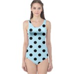 Polka Dots - Black on Light Blue One Piece Swimsuit