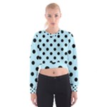 Polka Dots - Black on Light Blue Women s Cropped Sweatshirt