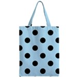 Polka Dots - Black on Light Blue Zipper Classic Tote Bag