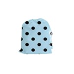 Polka Dots - Black on Light Blue Drawstring Pouch (S)