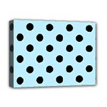 Polka Dots - Black on Light Blue Deluxe Canvas 16  x 12  (Stretched)