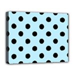 Polka Dots - Black on Light Blue Deluxe Canvas 20  x 16  (Stretched)