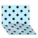 Polka Dots - Black on Light Blue Heart Bottom 3D Greeting Card (7x5)