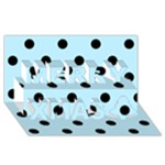 Polka Dots - Black on Light Blue Merry Xmas 3D Greeting Card (8x4)