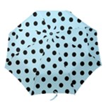 Polka Dots - Black on Light Blue Folding Umbrella