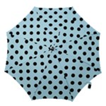 Polka Dots - Black on Light Blue Hook Handle Umbrella (Large)
