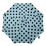 Polka Dots - Black on Light Blue Hook Handle Umbrella (Small)