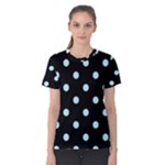 Polka Dots - Light Blue on Black Women s Cotton Tee