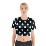 Polka Dots - Light Blue on Black Cotton Crop Top