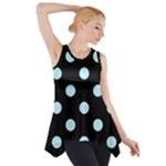 Polka Dots - Light Blue on Black Side Drop Tank Tunic