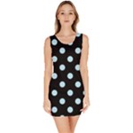 Polka Dots - Light Blue on Black Bodycon Dress
