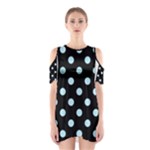 Polka Dots - Light Blue on Black Women s Cutout Shoulder Dress
