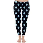 Polka Dots - Light Blue on Black Winter Leggings