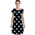 Polka Dots - Light Blue on Black Cap Sleeve Nightdress