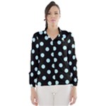 Polka Dots - Light Blue on Black Wind Breaker (Women)