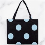 Polka Dots - Light Blue on Black Mini Tote Bag