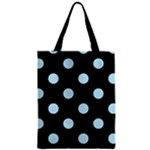 Polka Dots - Light Blue on Black Zipper Classic Tote Bag