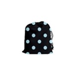 Polka Dots - Light Blue on Black Drawstring Pouch (XS)