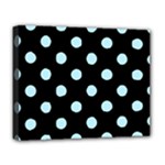 Polka Dots - Light Blue on Black Deluxe Canvas 20  x 16  (Stretched)