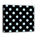 Polka Dots - Light Blue on Black Deluxe Canvas 24  x 20  (Stretched)