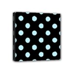 Polka Dots - Light Blue on Black Mini Canvas 4  x 4  (Stretched)
