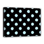 Polka Dots - Light Blue on Black Canvas 16  x 12  (Stretched)